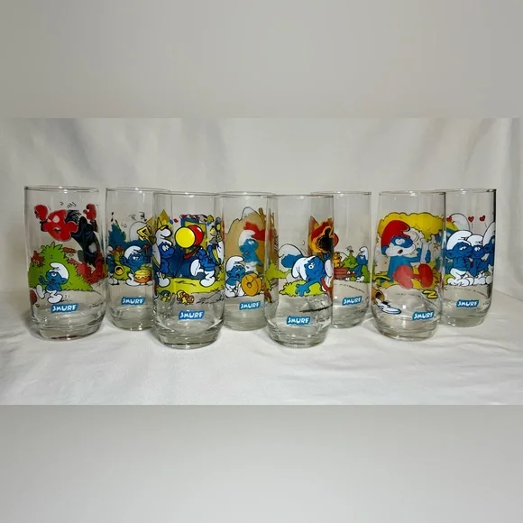 Vintage Smurf Glasses from 1982-1983, lot of 13 - Picture 2 of 16